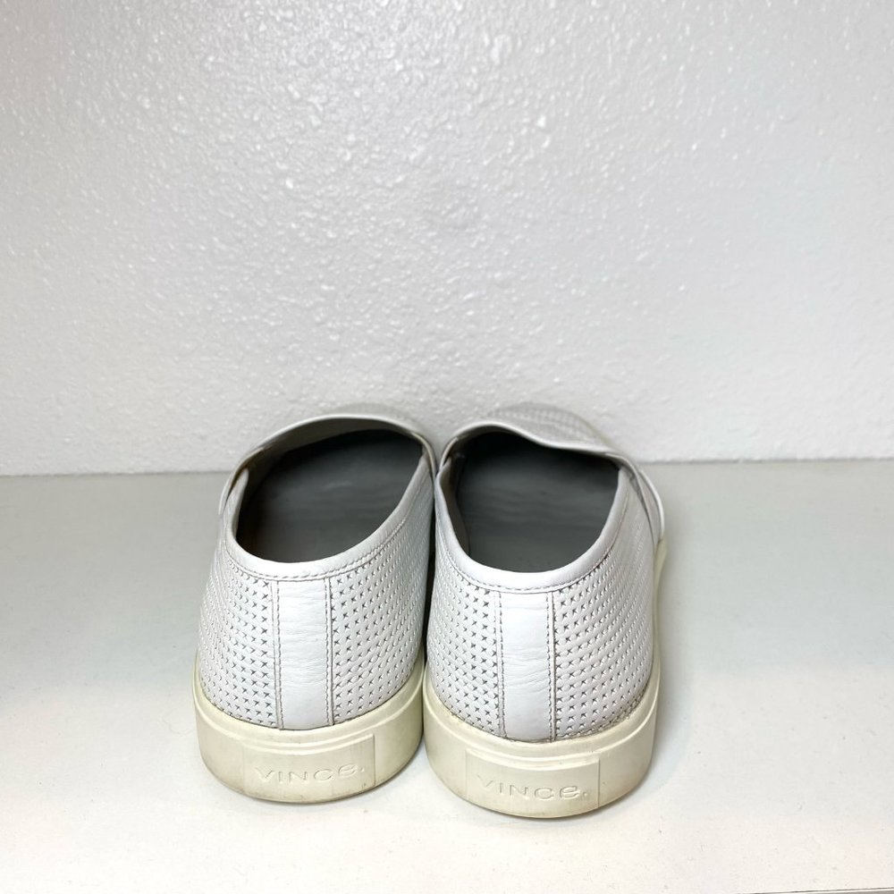 Vince Perforated Blair 5 Slip-On Sneakers Leather Shoes White 8 - Picture 6 of 8